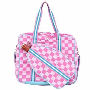Katydid Pink Checkerprint Pickleball Tote Bag Paddle Bag NWT $78